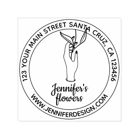 花を持つ女性の手 セルフインキングスタンプ (デザイン)