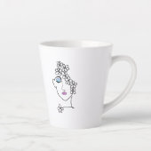 花を持つ女性の線画 カフェラテマグ (右)