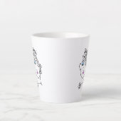 花を持つ女性の線画 カフェラテマグ (正面)