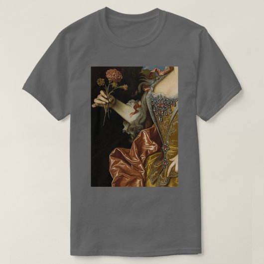 花を持つ女性ルネッサンス絵画ス2 Tシャツ (デザイン正面)