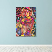 花を持つ女性 キャンバスプリント (インサイチュ (ウッドフロア))