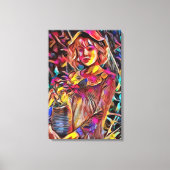 花を持つ女性 キャンバスプリント (正面)