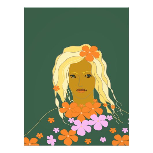 花を持つ女性 フォトプリント (正面)
