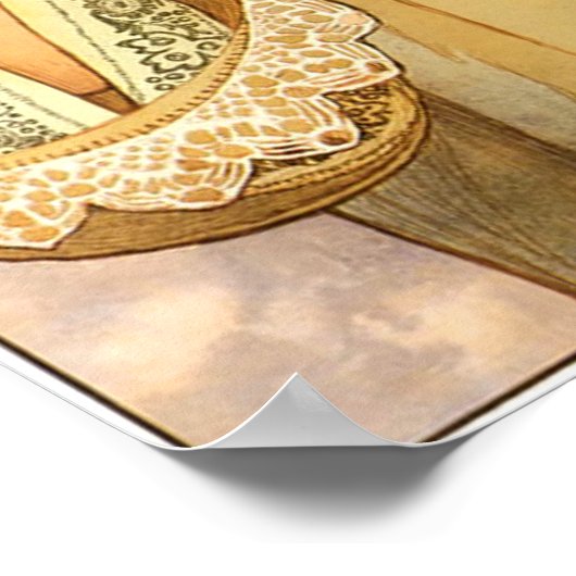 花を持つ女性 ポスター (角)