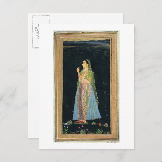 花を持つ女性、小さなクライヴアルバムから ポストカード (正面/裏面)