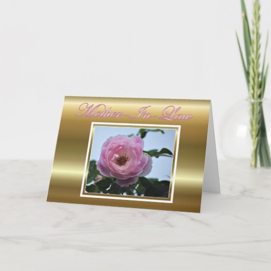 花を持つ姑へのハッピーバースデー カード (正面)