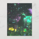 花を持つ宇宙のサイファイ ヤギ ファンタジー ポストカード (正面)