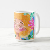花を持つ小さな女の子 コーヒーマグカップ (正面右)