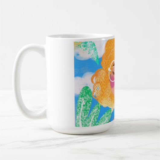 花を持つ小さな女の子 コーヒーマグカップ (左)