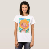 花を持つ小さな女の子 Tシャツ (正面フル)