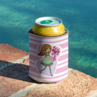 花を持つ少女 缶クーラー