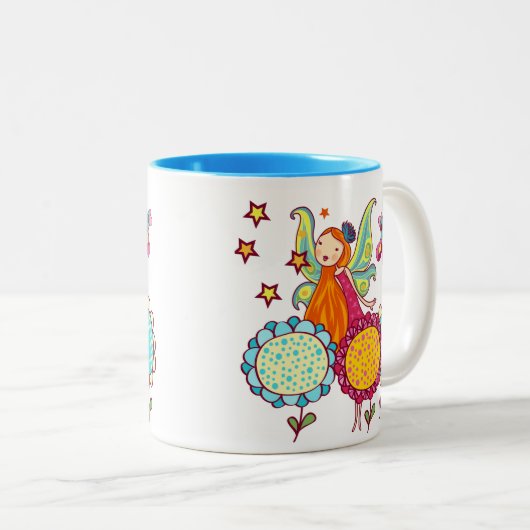 花を持つ庭の妖精 ツートーンマグカップ (正面右)