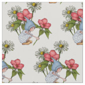 花を持つ手描きの格言の女の子、ファンタジーの芸術 ファブリック (クローズアップ)