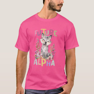 花を持つ未来のアルファウルフ かわいいオオカミ 動物 Tシャツ
