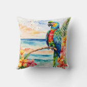 花を持つ熱帯のオウム クッション (裏面)