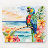 花を持つ熱帯のオウム マウスパッド (正面)