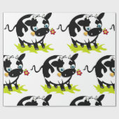 花を持つ牛 ラッピングペーパー (フラット)