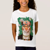 花を持つ猫Frida Tシャツ (正面)