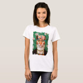 花を持つ猫Frida Tシャツ (正面フル)