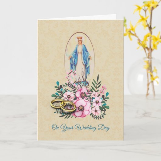 花を持つ結婚指輪の新しい母メリー カード (黄色い花)