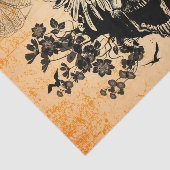 花を持つ翼そしてカラスが付いているスカル 薄葉紙 (詳細)