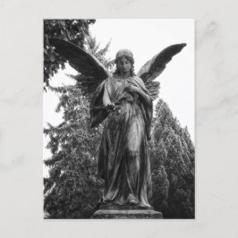 花を持つ翼を広げた天使 ポストカード