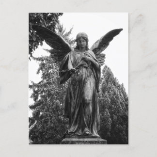 花を持つ翼を広げた天使 ポストカード
