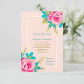 花を持つ花の結婚式招待状 招待状 (スタンド正面)