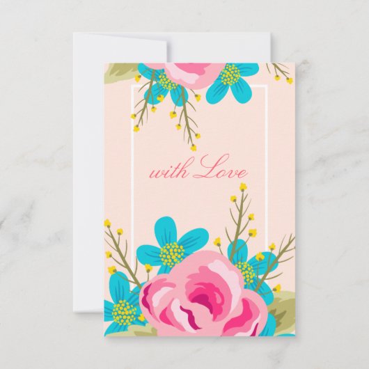 花を持つ花の結婚式招待状 招待状 (裏面)