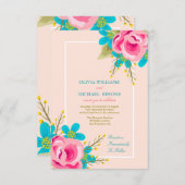 花を持つ花の結婚式招待状 招待状 (正面/裏面)