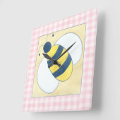 花を持つ蜂のトリオ スクエア壁時計 (傾斜)