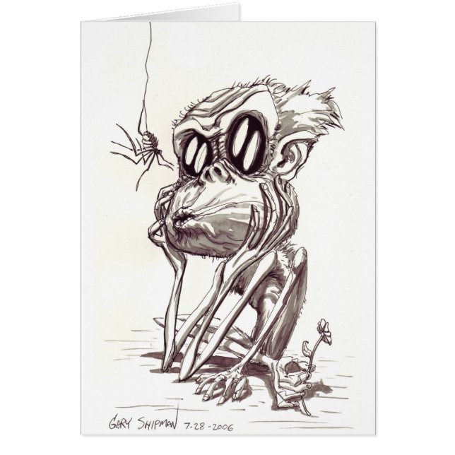 花を持つ醜い猿および虫 (正面)