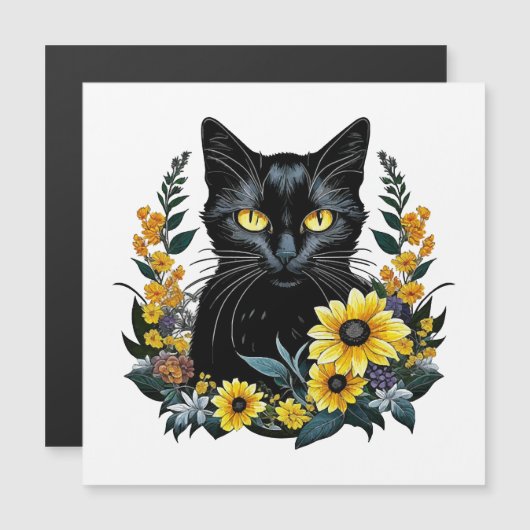 花を持つ黒猫 (正面/裏面)