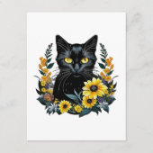 花を持つ黒猫 エンクロージャーカード (正面)