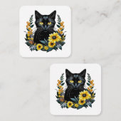 花を持つ黒猫 スクエア名刺 (正面/裏面)