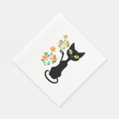 花を持つ黒猫 スタンダードランチョンナプキン (角)