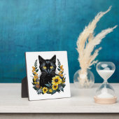 花を持つ黒猫 フォトプラーク (インサイチュ)