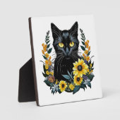 花を持つ黒猫 フォトプラーク (正面)