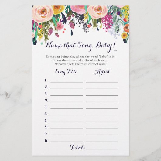 花を推測ベビー歌ベビーシャワーゲーム (正面)