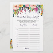 花を推測ベビー歌ベビーシャワーゲーム (正面/裏面)