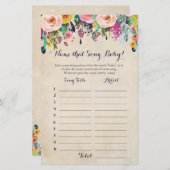 花を推測ベビー歌ベビーシャワーゲーム (正面/裏面)