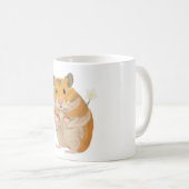 花を握っているかわいく小さいハムスター コーヒーマグカップ (正面右)