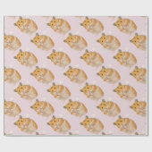 花を握っているかわいく小さいハムスター ラッピングペーパー (フラット)