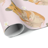 花を握っているかわいく小さいハムスター ラッピングペーパー (ロールコーナー)