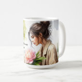 花を摘む女の子 友情のメッセージ コーヒーマグカップ (正面右)
