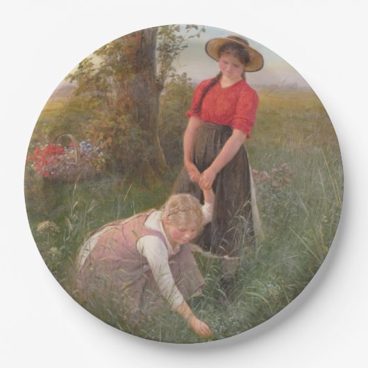 花を摘む少女たち ペーパープレート (正面)
