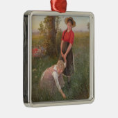 花を摘む少女たち メタルオーナメント (右)