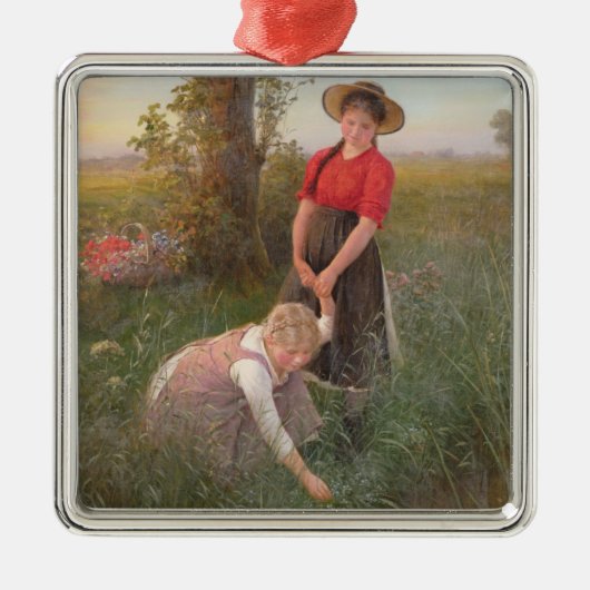 花を摘む少女たち メタルオーナメント (正面)