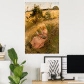 花を摘む少女ヴィンテージ絵画ズ ポスター (ホームオフィス)