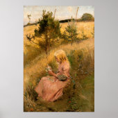 花を摘む少女ヴィンテージ絵画ズ ポスター (正面)